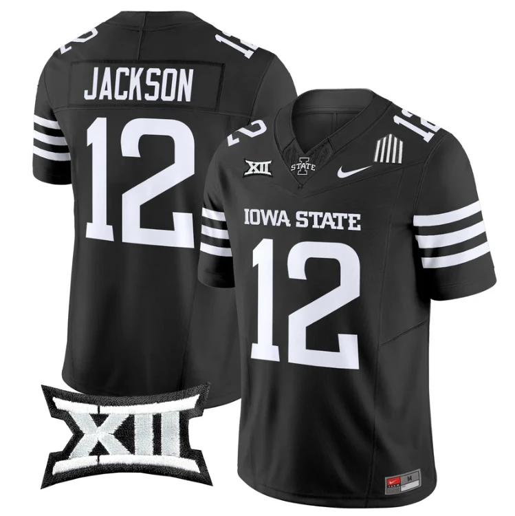 Jaylon Jackson Jersey #12 Iowa State Cyclones 2025 Limited Stitched Black by My Store NCAA Football Jerseys