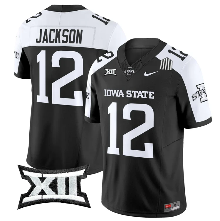 Jaylon Jackson Jersey #12 Iowa State Cyclones 2025 Limited Stitched Black Alter by My Store NCAA Football Jerseys