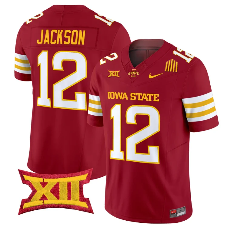 Jaylon Jackson Jersey #12 Iowa State Cyclones 2025 Limited Stitched Cardinal by My Store NCAA Football Jerseys