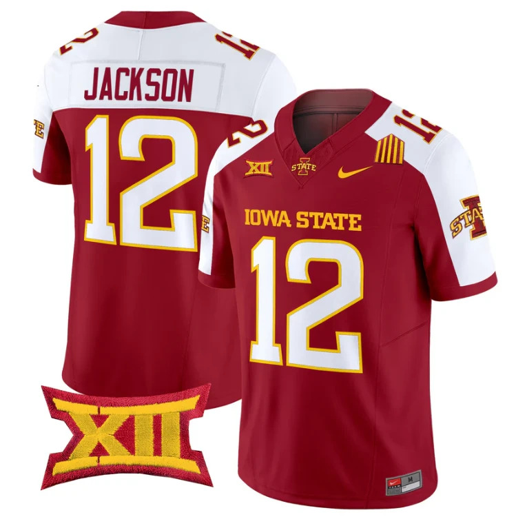 Jaylon Jackson Jersey #12 Iowa State Cyclones 2025 Limited Stitched Cardinal Alter by My Store NCAA Football Jerseys