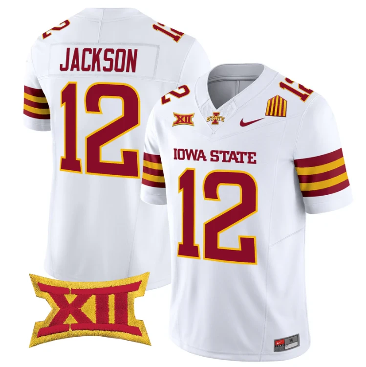 Jaylon Jackson Jersey #12 Iowa State Cyclones 2025 Limited Stitched White by My Store NCAA Football Jerseys