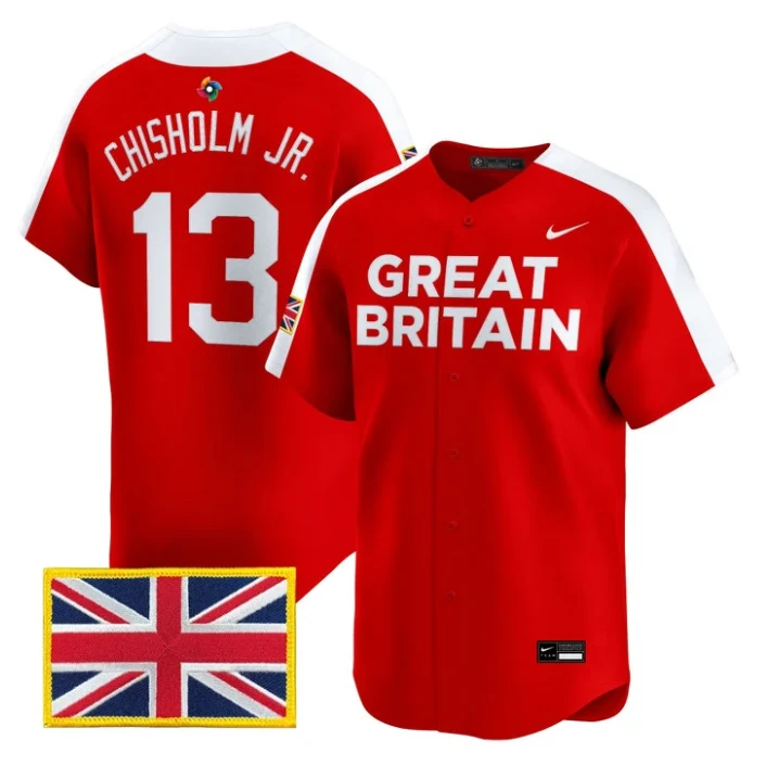 Jazz Chisholm Jr Jersey #13 Team Great Britain 2026 World Baseball Stitched by My Store