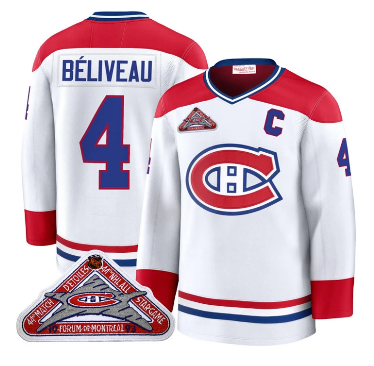 Jean Béliveau Jersey #4 Montreal Canadiens Timeless Premium Stitched 1992 Blue Line by Hockey David