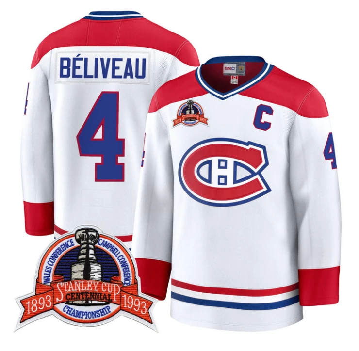 Jean Béliveau Jersey #4 Montreal Canadiens Timeless Premium Stitched 1993 Final by Hockey David