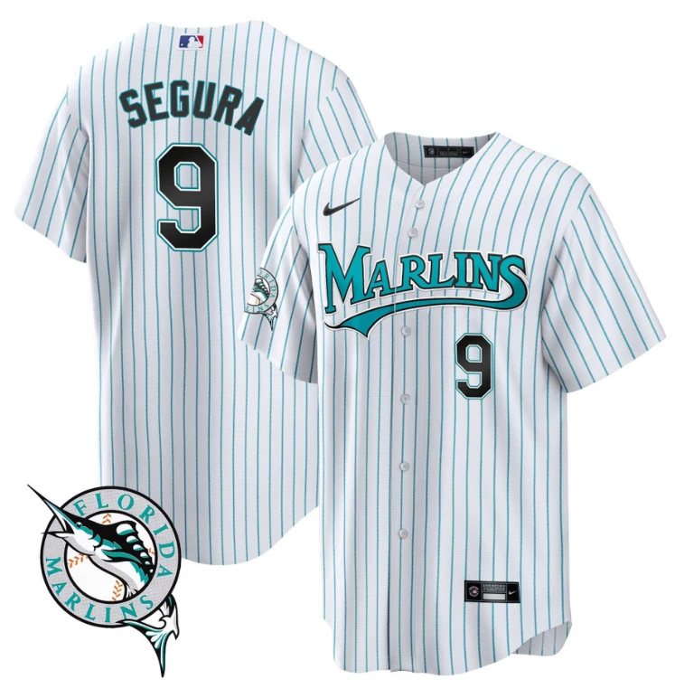 Jean Segura Jersey #9 Miami Marlins Throwback Cool Base All Stitched by My Store