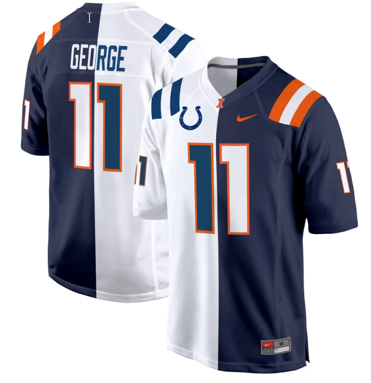 Jeff George Jersey #11 Illinois Fighting Illini Split Football Game Stitched by My Store
