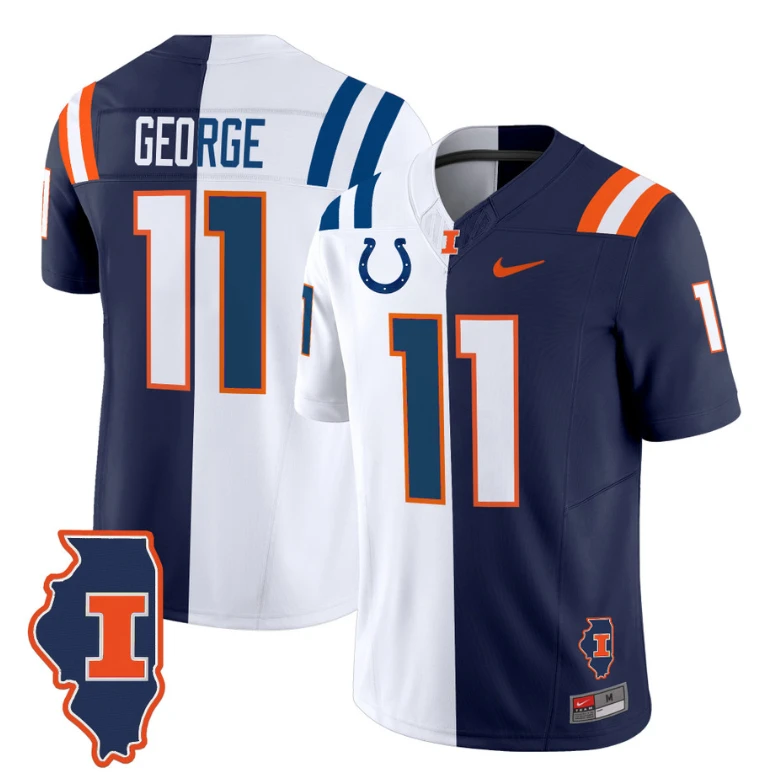 Jeff George Jersey #11 Illinois Fighting Illini Split Vapor Limited Football by NCAA Football Jersey