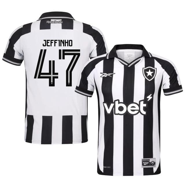 Jeffinho #47 Botafogo 2025-26 Home Jersey – Black White by Soccer Jersey