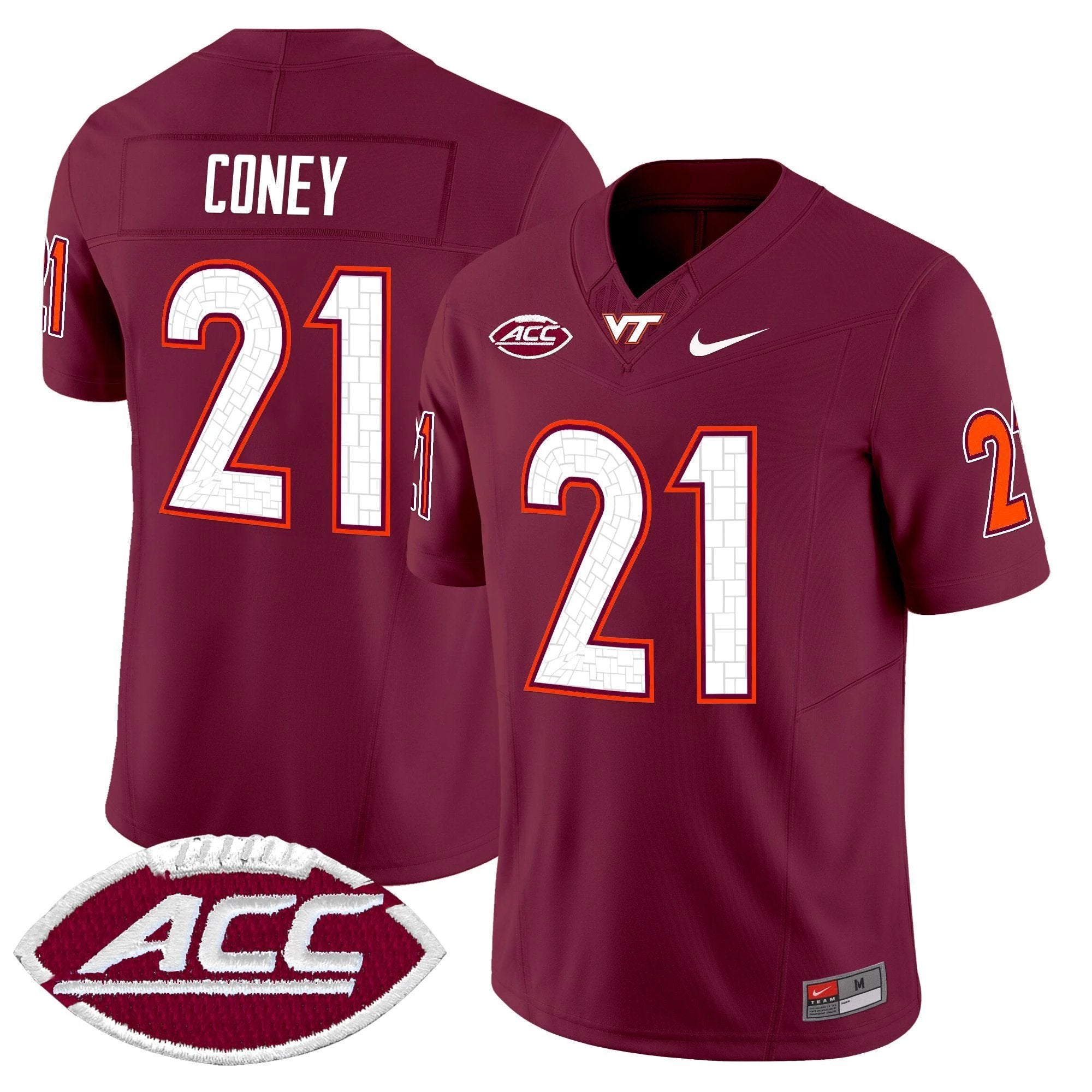 Jeremiah Coney Jersey #21 Virginia Tech Hokies 2025 Stitched Maroon by NCAA Football Jersey