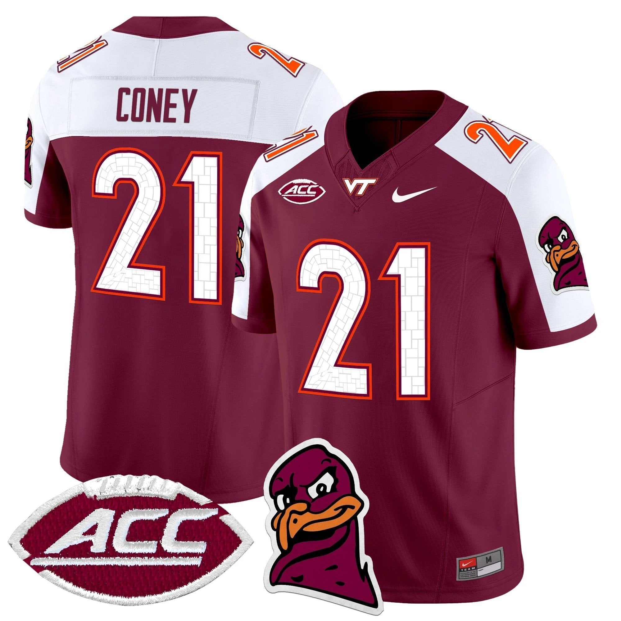 Jeremiah Coney Jersey #21 Virginia Tech Hokies 2025 Stitched Maroon Alternate by NCAA Football Jersey