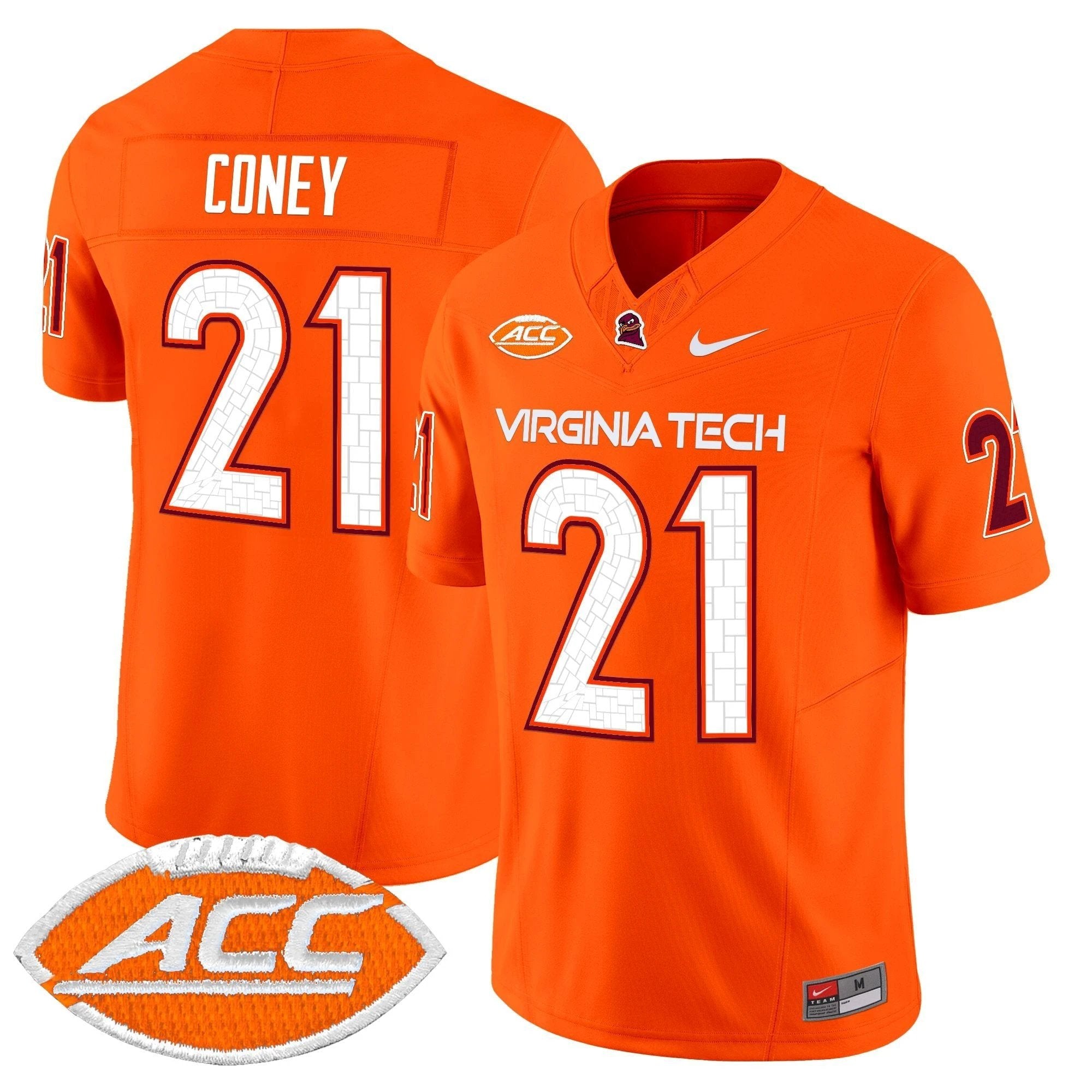 Jeremiah Coney Jersey #21 Virginia Tech Hokies 2025 Stitched Orange by NCAA Football Jersey