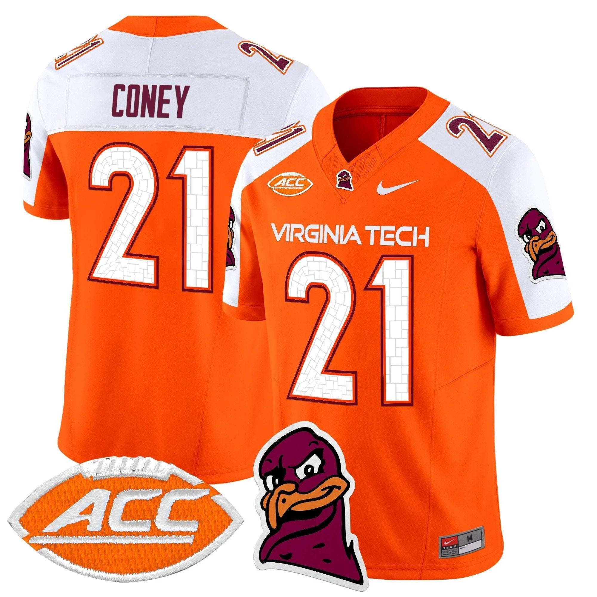 Jeremiah Coney Jersey #21 Virginia Tech Hokies 2025 Stitched Orange Alternate by NCAA Football Jersey