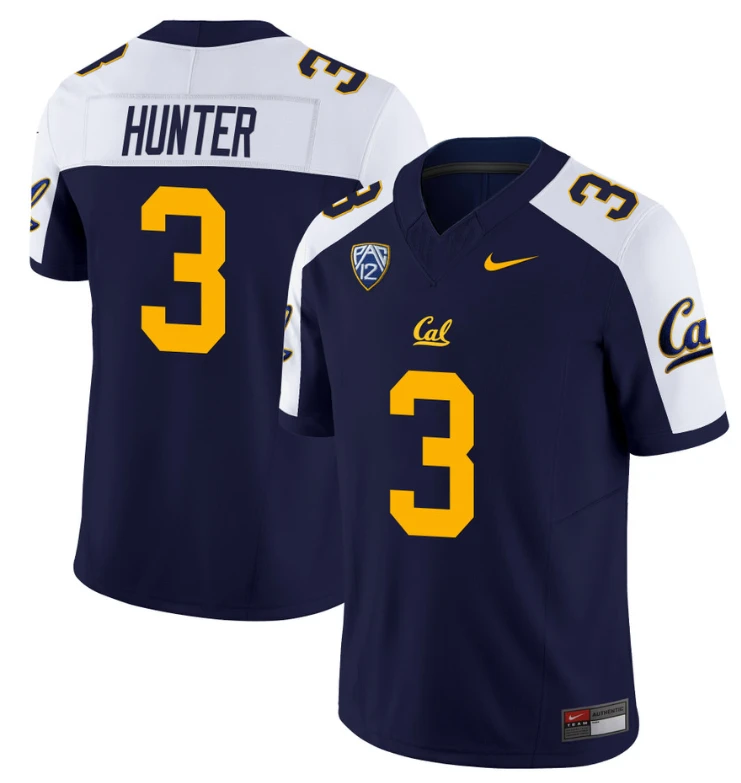 Jeremiah Hunter Jersey #3 California Golden Bears Stitched Navy Alternate by NCAA Football Jersey
