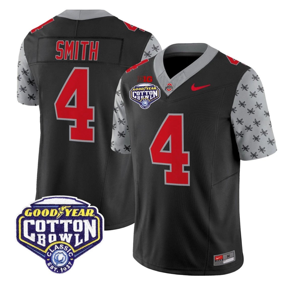 Jeremiah Smith Jersey #4 Ohio State 2025 Cotton Bowl Patch Stitched Black by NCAA Football Jersey