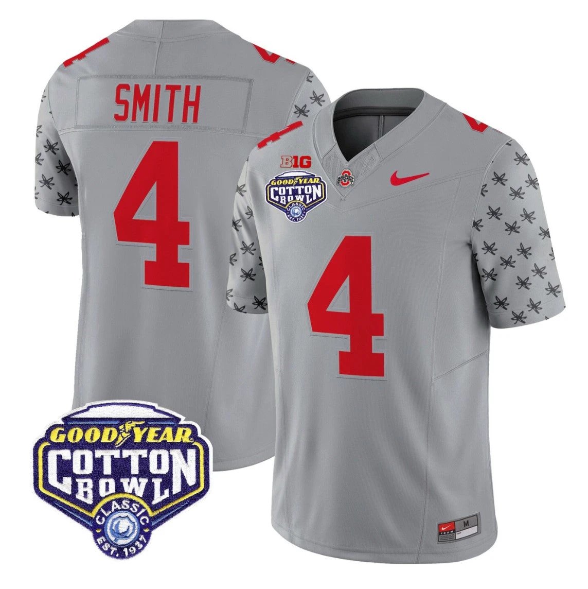 Jeremiah Smith Jersey #4 Ohio State 2025 Cotton Bowl Patch Stitched Gray by NCAA Football Jersey