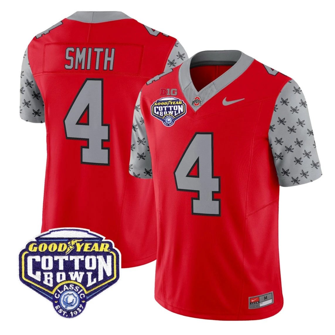 Jeremiah Smith Jersey #4 Ohio State 2025 Cotton Bowl Patch Stitched Red by NCAA Football Jersey