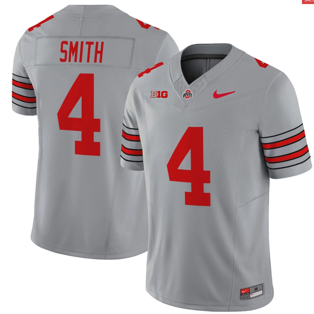 Jeremiah Smith Jersey #4 Ohio State Heritage Stripe 2025-26 Stitched Gray by My Store