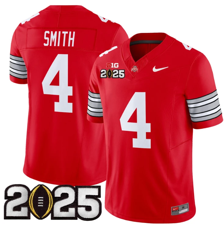 Jeremiah Smith Jersey #4 Ohio State 'Heritage Stripe' 2025 CFP Final Red by NCAA Football Jersey