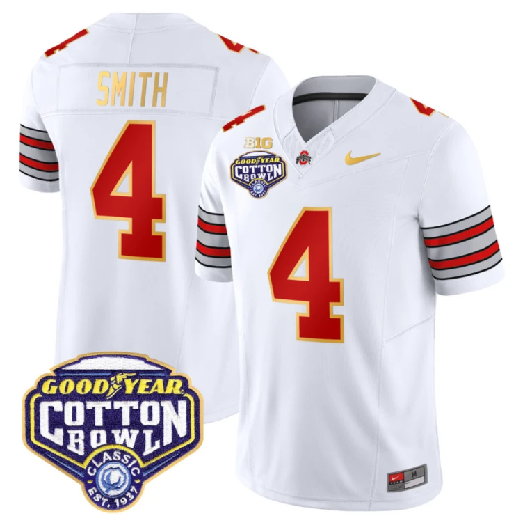 Jeremiah Smith Jersey #4 Ohio State 'Heritage Stripe' Cotton Bowl White by My Store
