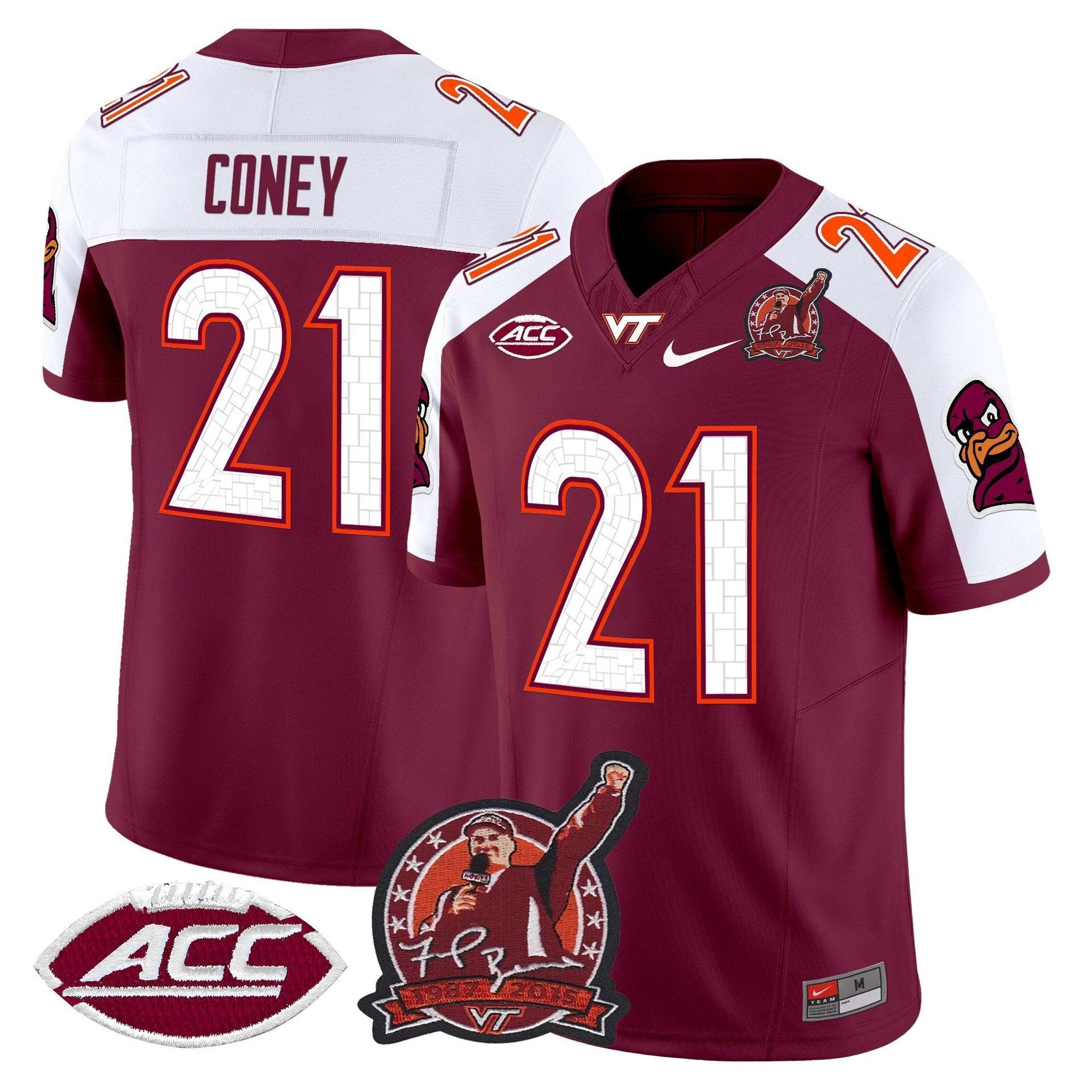 Jeremiah Coney Jersey #21 Virginia Tech Hokies Coach Frank Beamer 2025 by My Store NCAA Football Jerseys