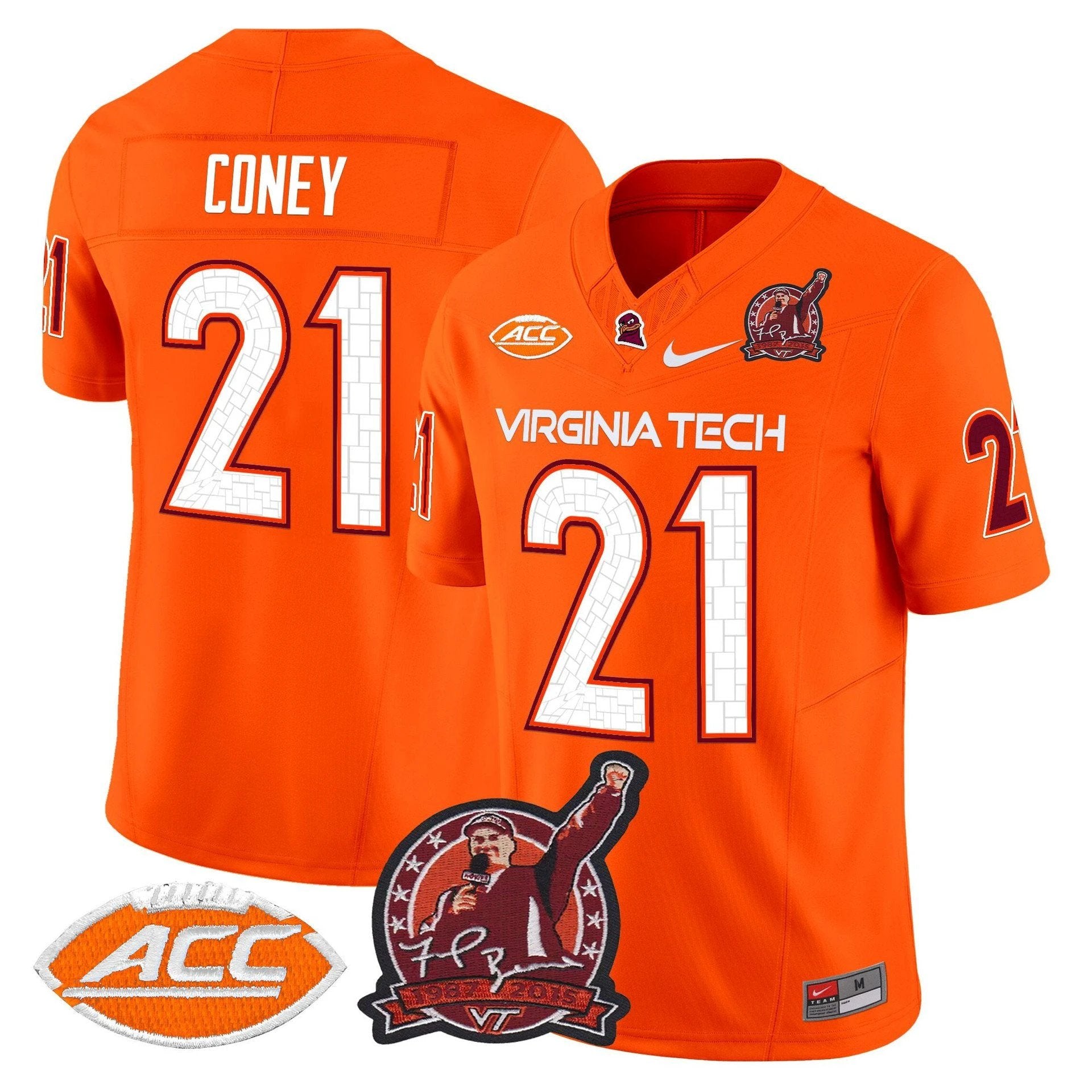 Jeremiah Coney Jersey #21 Virginia Tech Hokies Coach Frank Beamer 2025 by My Store NCAA Football Jerseys