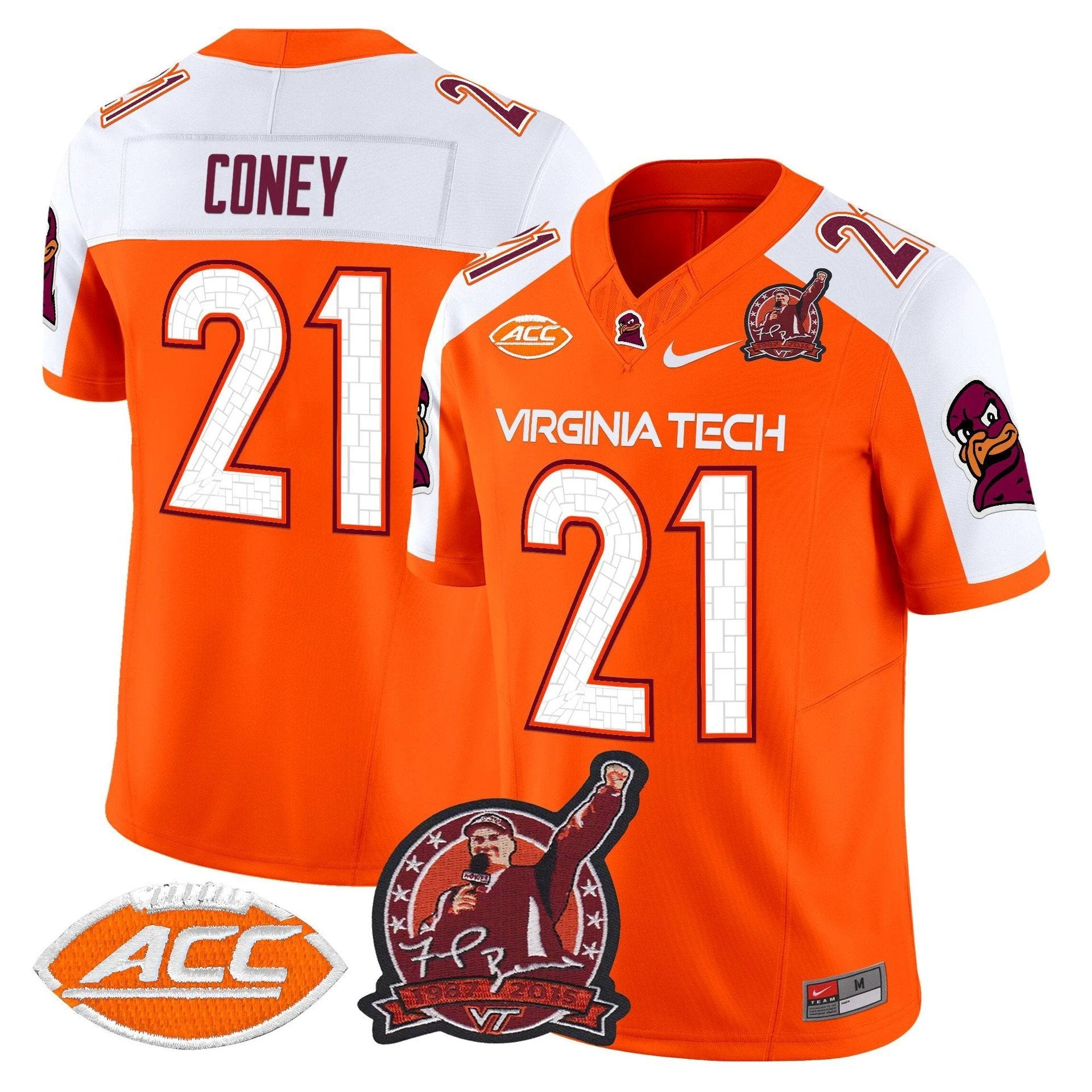 Jeremiah Coney Jersey #21 Virginia Tech Hokies Coach Frank Beamer 2025 by My Store NCAA Football Jerseys