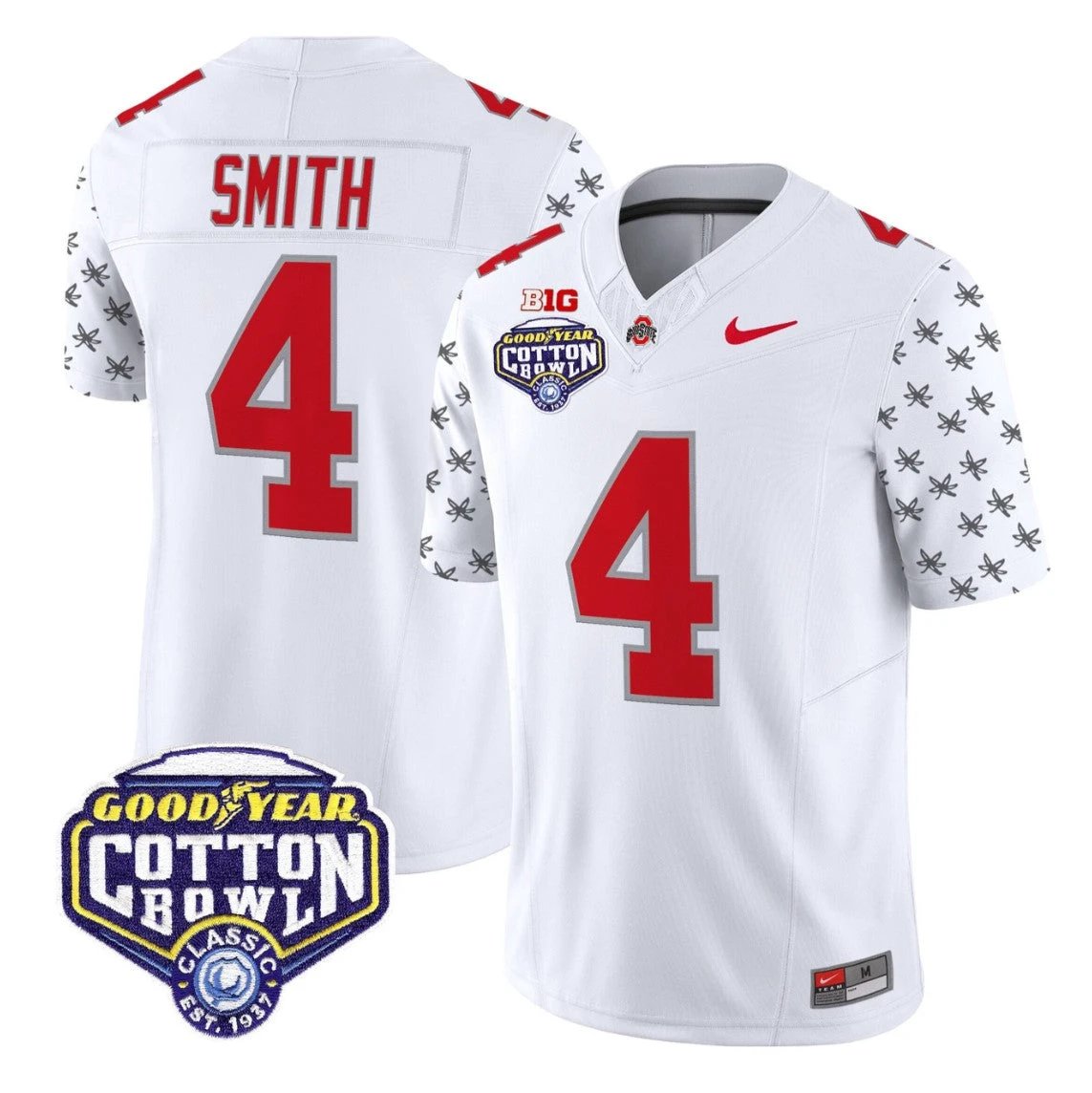 Jeremiah Smith Jersey #4 Ohio State 2025 Cotton Bowl Patch Stitched by My Store NCAA Football Jerseys