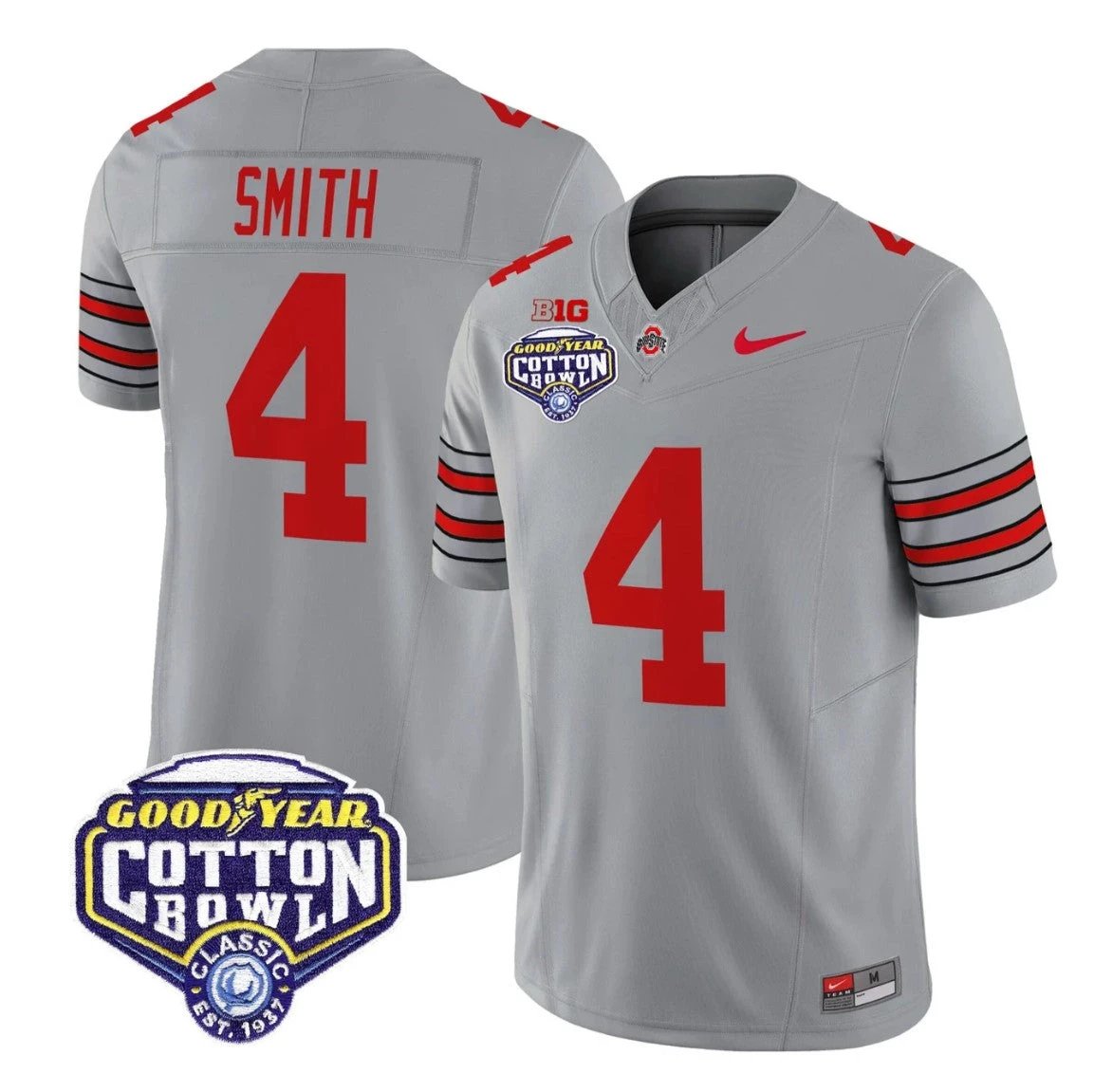 Jeremiah Smith Jersey #4 Ohio State Heritage Stripe 2025 Cotton Bowl Stitched by My Store NCAA Football Jerseys