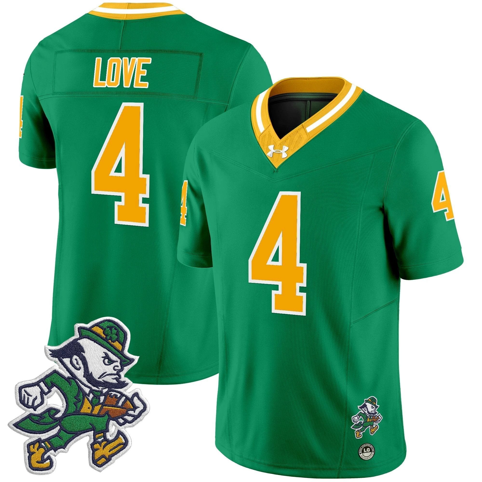 Jeremiyah Love Jersey #4 Notre Dame 2025 Gridiron Leprechaun Edition Throwback by NCAA Football Jersey