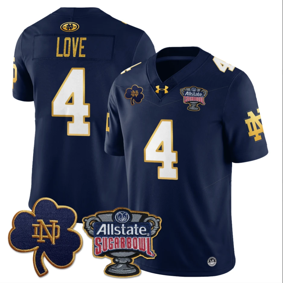 Jeremiyah Love Jersey #4 Notre Dame Fighting Irish Allstate Sugar Bowl Navy by My Store