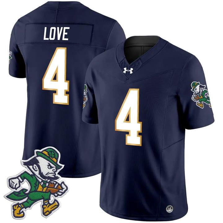 Jeremiyah Love Jersey #4 Notre Dame 2025 Gridiron Leprechaun Edition Navy by My Store NCAA Football Jerseys