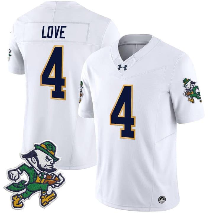 Jeremiyah Love Jersey #4 Notre Dame 2025 Gridiron Leprechaun Edition by My Store NCAA Football Jerseys