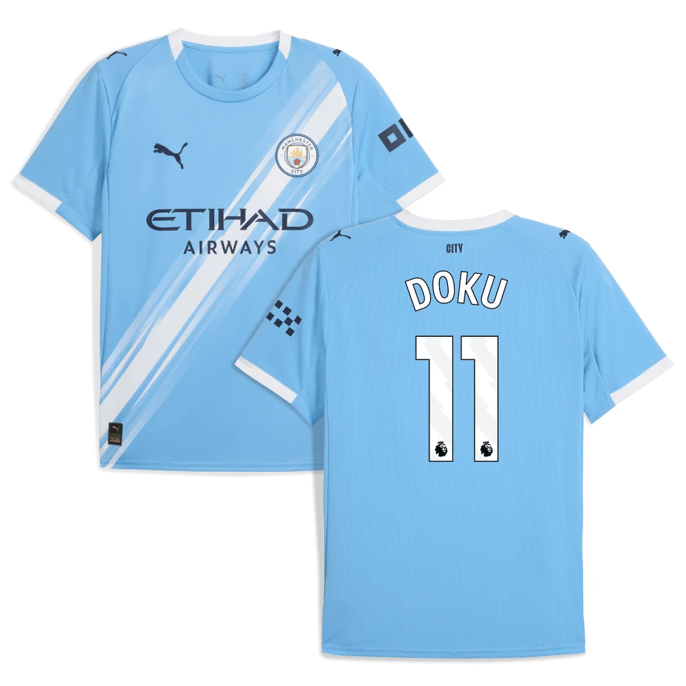 Jeremy Doku 11 Manchester City 2025-26 Home Men Jersey – Sky Blue by Soccer Jersey