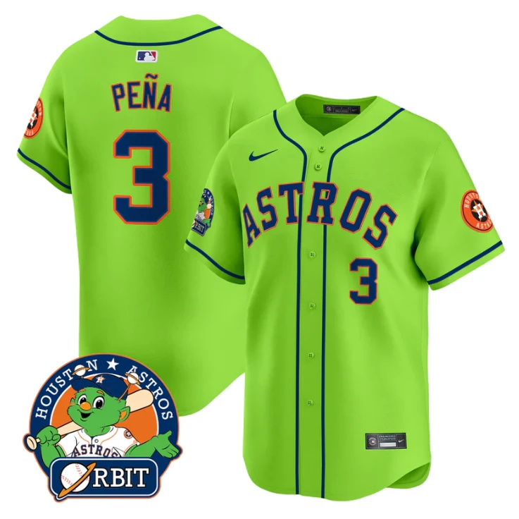 Jeremy Pena Jersey #3 Astros Orbit Patch Vapor Premier Limited V2 Stitched Green by My Store