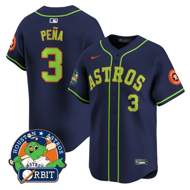 Jeremy Pena Jersey #3 Astros Orbit Patch Vapor Premier Limited V2 Stitched Navy by My Store