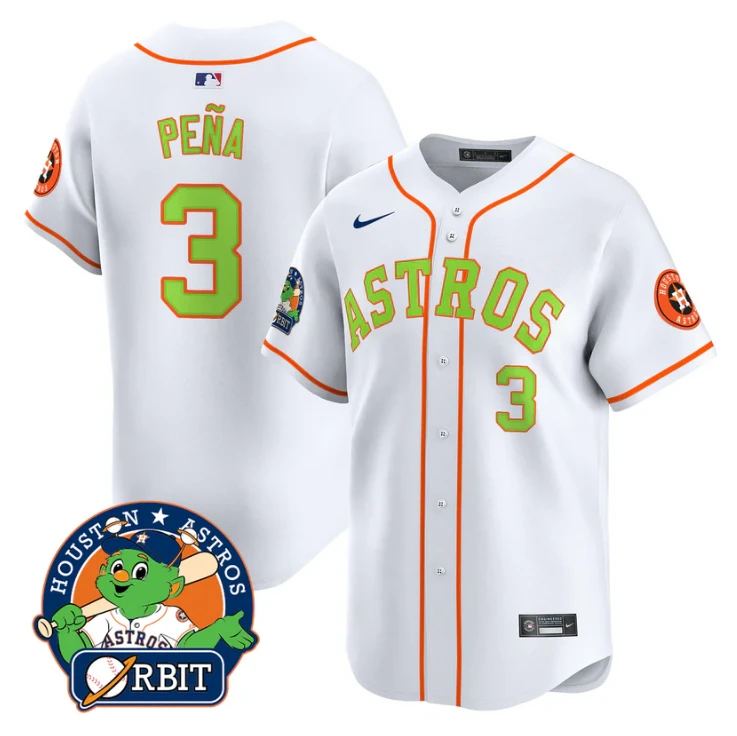 Jeremy Pena Jersey #3 Astros Orbit Patch Vapor Premier Limited V2 Stitched White by My Store