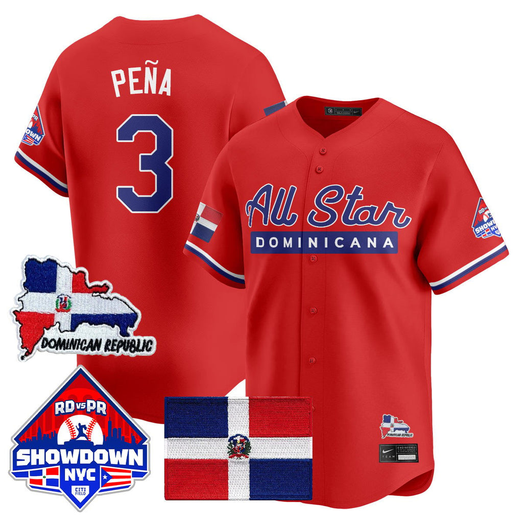 Jeremy Peña Jersey #3 Dominican Republic Baseball All-Star 2025 Red by My Store