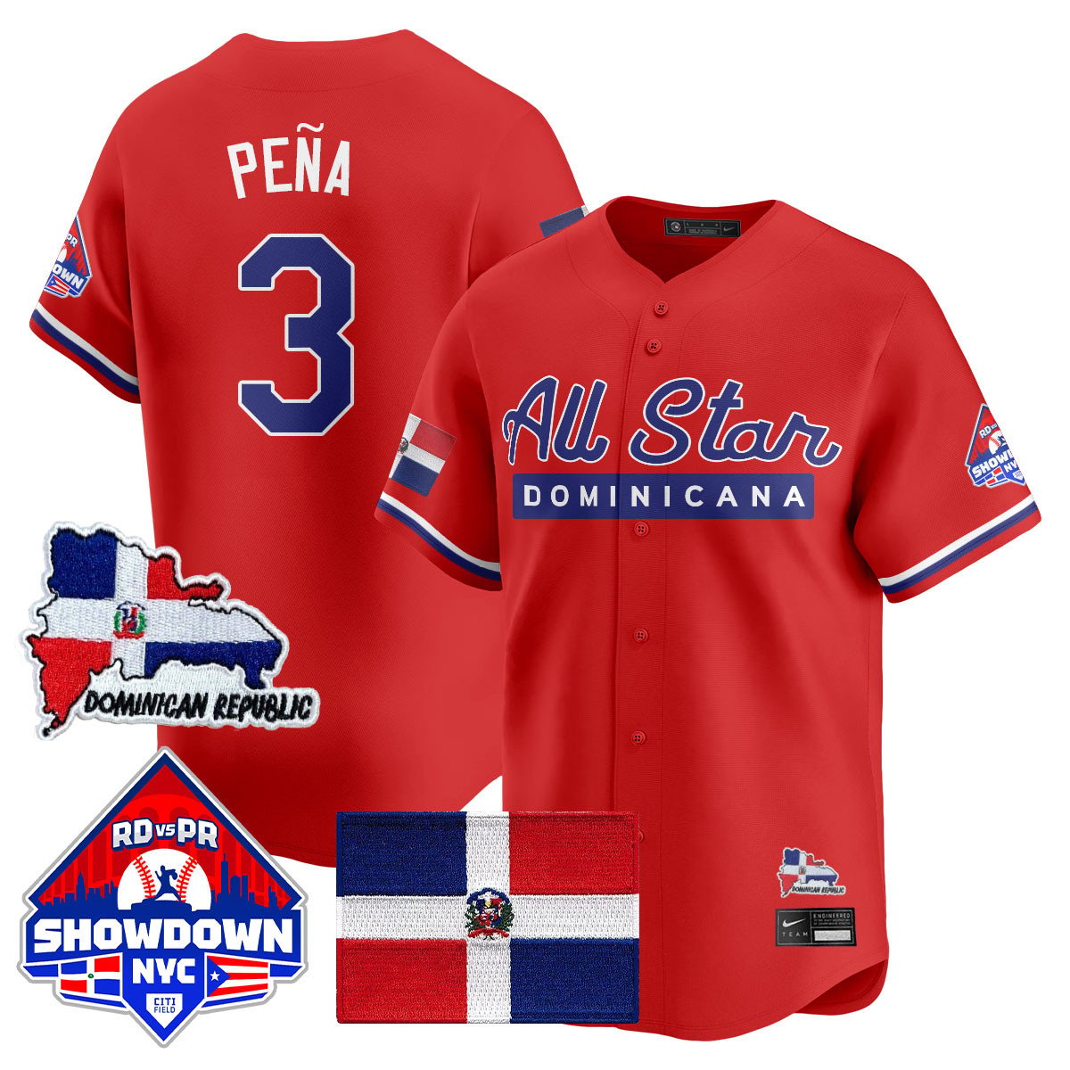 Jeremy Peña Jersey #3 Dominican Republic Baseball All-Star 2025 Red by My Store