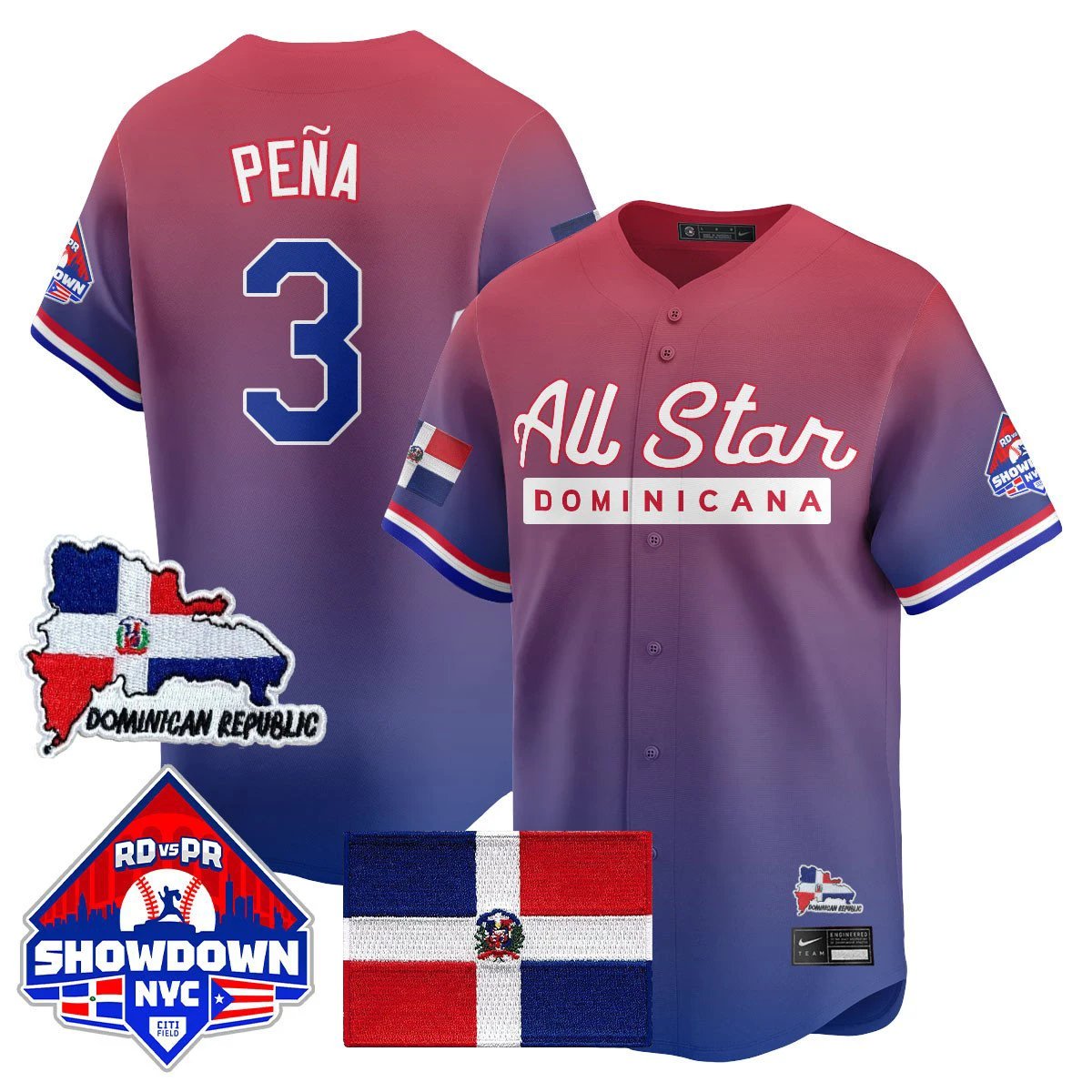 Jeremy Peña Jersey #3 Dominican Republic Baseball All-Star 2025 Red Limited by My Store
