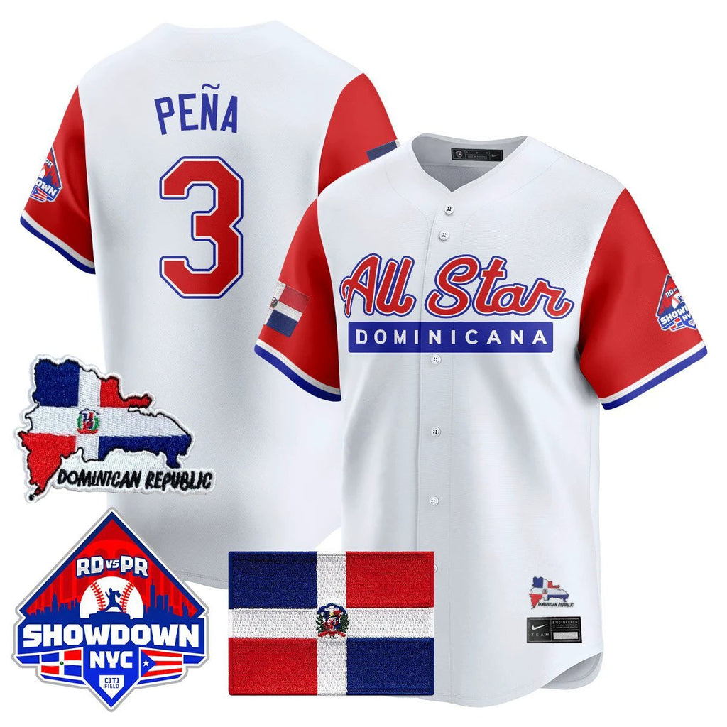 Jeremy Peña Jersey #3 Dominican Republic Baseball All-Star 2025 Red Sleeves by My Store