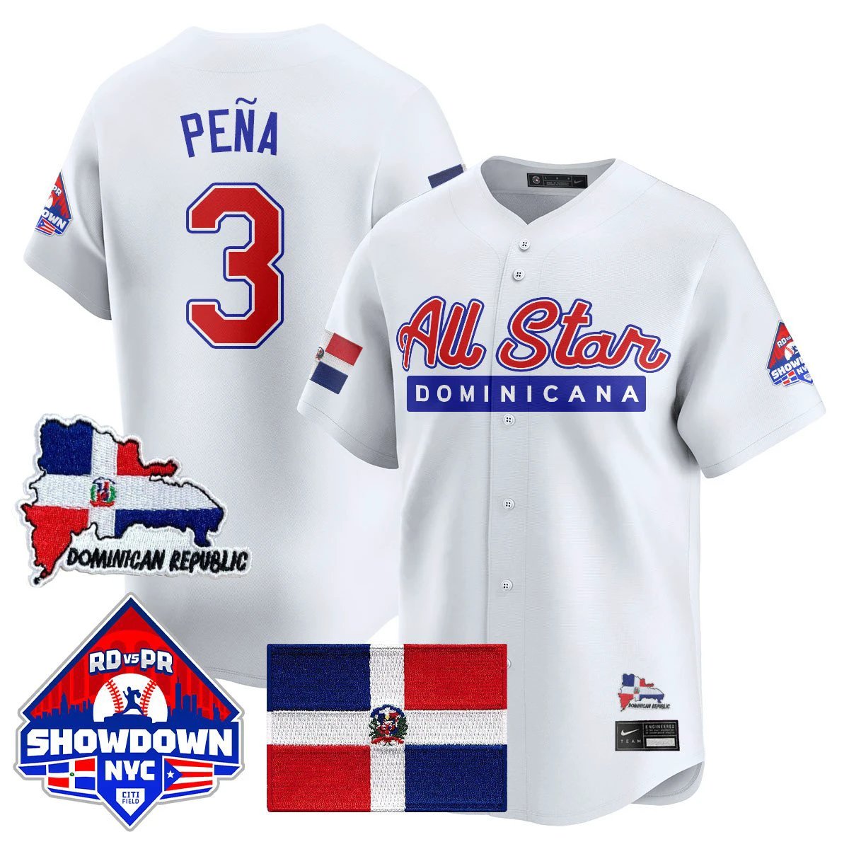 Jeremy Peña Jersey #3 Dominican Republic Baseball All-Star 2025 White by My Store