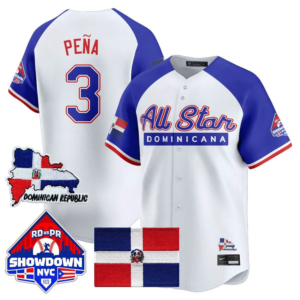 Jeremy Peña Jersey #3 Dominican Republic Baseball All-Star 2025 White Alter by My Store