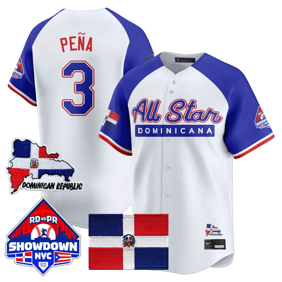 Jeremy Peña Jersey #3 Dominican Republic Baseball All-Star 2025 White Alter by My Store