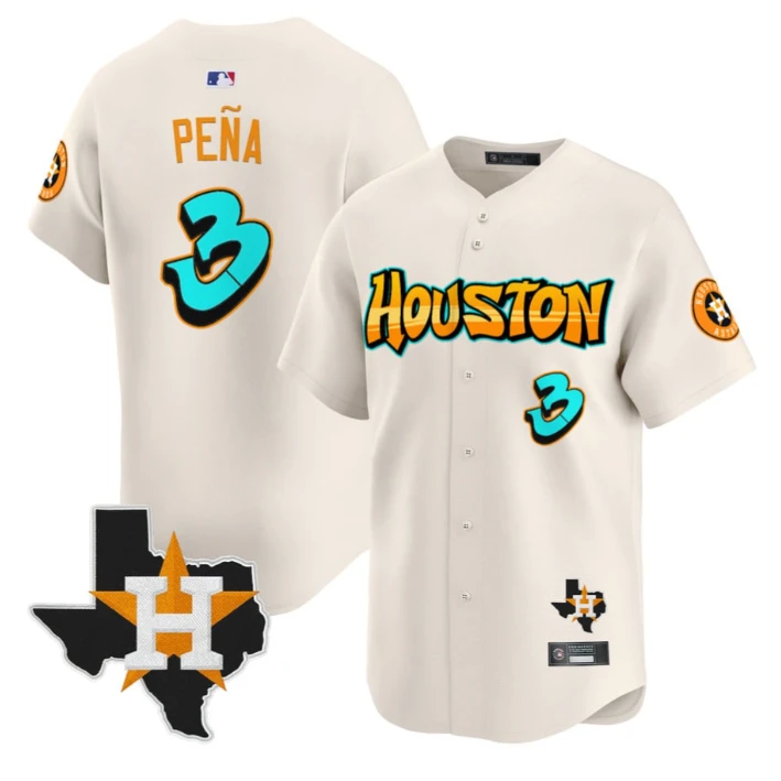 Jeremy Pena Jersey #3 Houston Astros Graffiti H-Town Edition Stitched Cream by My Store
