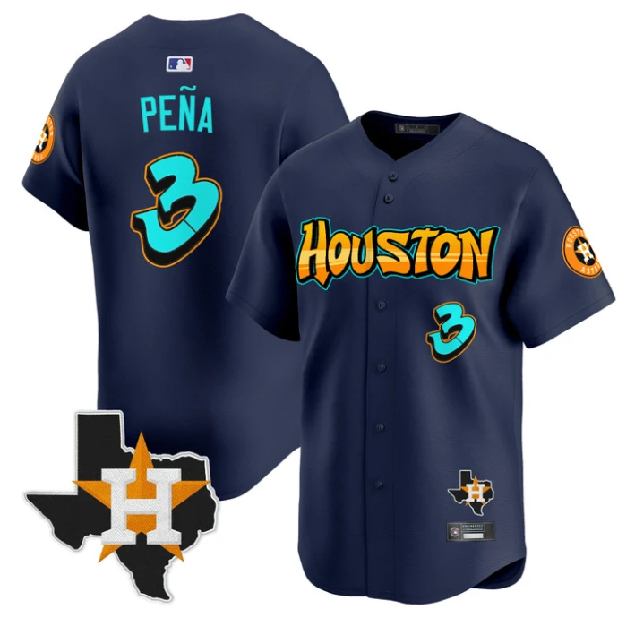 Jeremy Pena Jersey #3 Houston Astros Graffiti H-Town Edition Stitched Navy by My Store