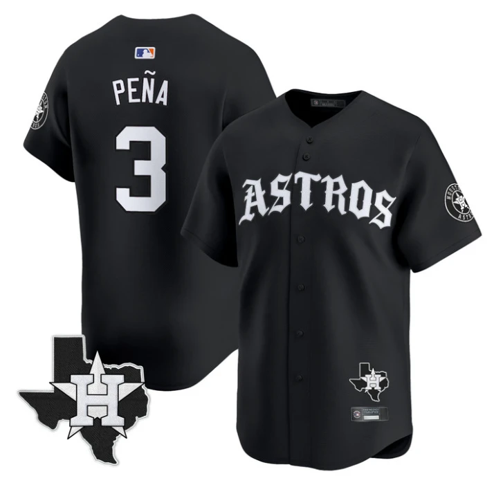 Jeremy Pena Jersey #3 Houston Astros Old English Edition Stitched Black by My Store
