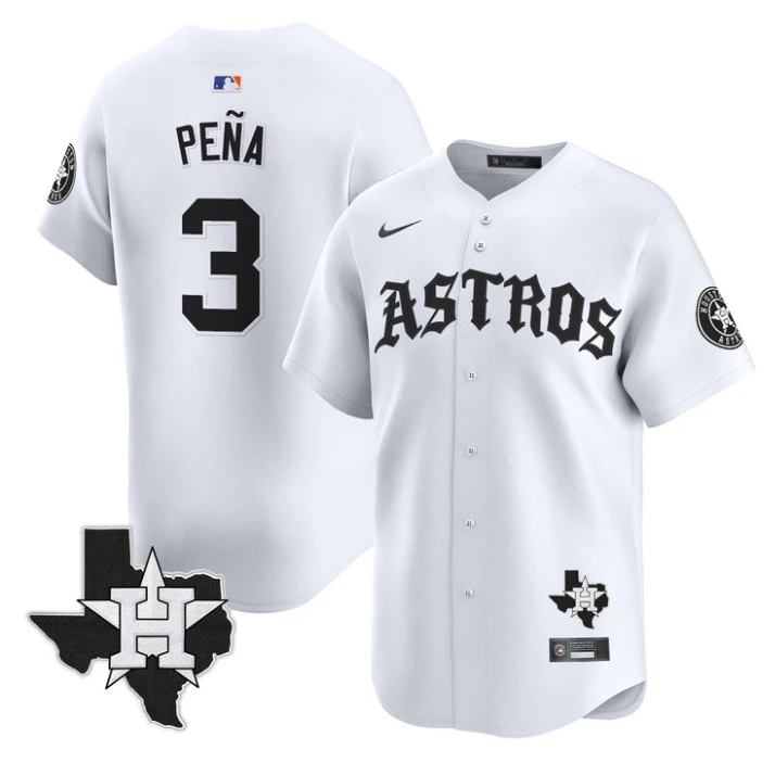 Jeremy Pena Jersey #3 Houston Astros Old English Edition Stitched White by My Store