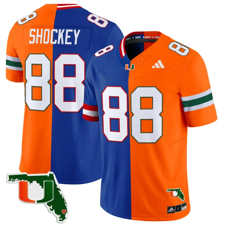 Jeremy Shockey Jersey Giants #88 Miami Hurricanes Split Vapor Limited Football by NCAA Football Jersey