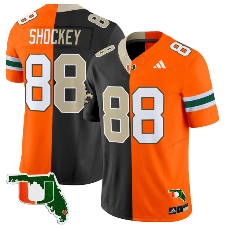 Jeremy Shockey Jersey Saints #88 Miami Hurricanes Split Vapor Limited Football by NCAA Football Jersey