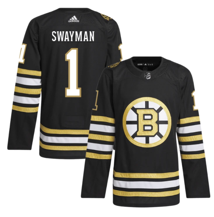 Jeremy Swayman 1 Boston Bruins 100th Anniversary Primegreen Home Men Jersey Black by Hockey David